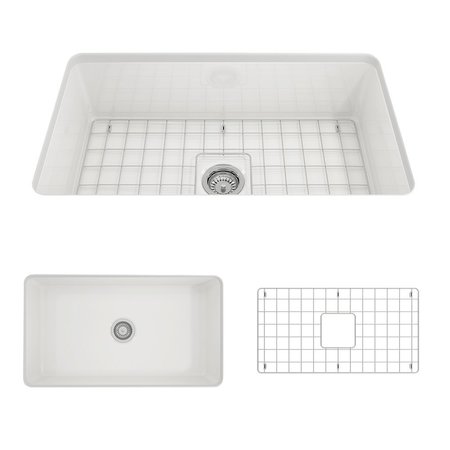 BOCCHI Sotto Dual-mount Fireclay 32 in. Single Bowl Kitchen Sink in White 1362-001-0120